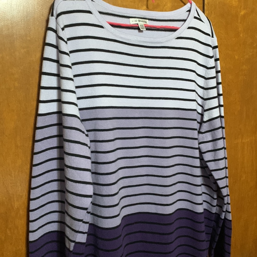 CROFT & BARROW- -Three Shades of Purple with Black lines Sweater - Picture 2 of 5
